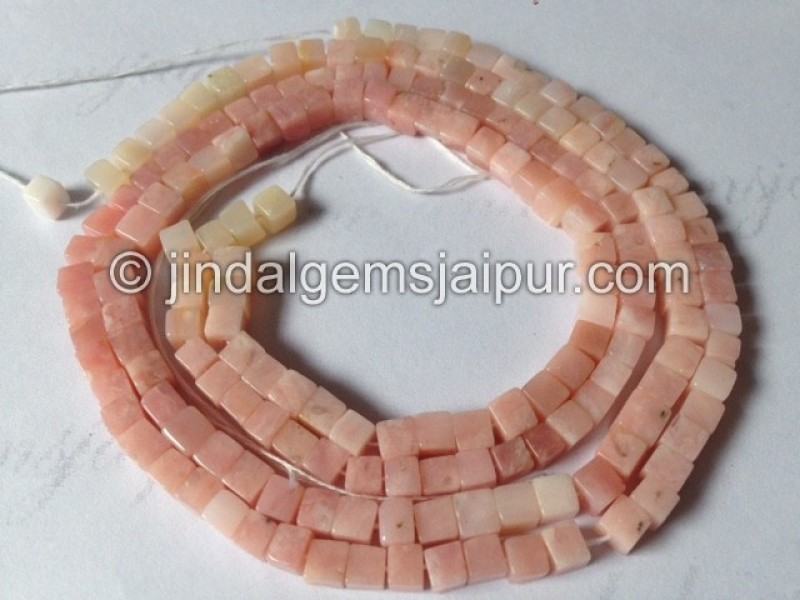 Pink Opal Smooth Cube Shape Beads